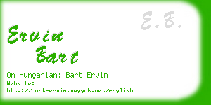 ervin bart business card
